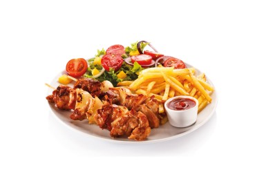 Assiette brochette de poulet