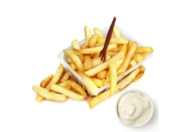Barquette de frites (sauce gruyère)